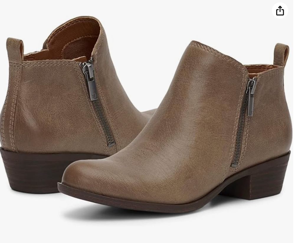 Lucky Brand Basel Boots 8.5 NWOT Tan Dune Gray Ankle Booties Western Zip Capsule